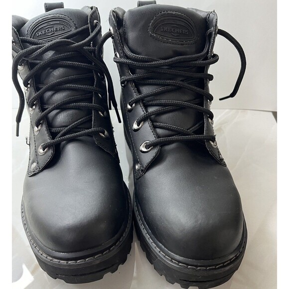 Skechers Utility BLACK Leather Work Boots Men Sz 11 4473 main image 4